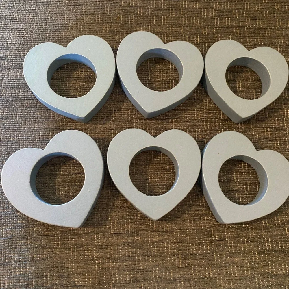 Unbranded‎ Napkin Rings Set of 6 Excellent Heart Shaped Wood Decor